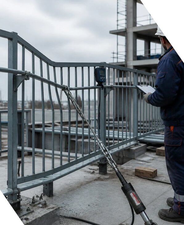 Профессиональное испытание ограждений на нагрузку в Нижнем Тагиле